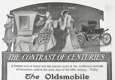 Contrast of Centuries OLDSMOBILE Olds Motor Works 1903 Early Automobile Print Ad - Image 1 of 2