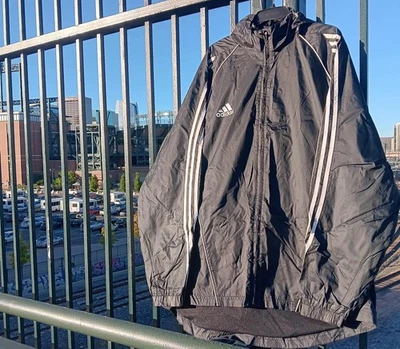 Vintage Y2K Adidas Team Light Parka Jacket Stadium Black Size Large Rare  - Image 1 of 4