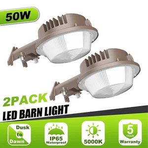 2 Pack - 50W Dusk to Dawn LED Barn Yard Street Light Outdoor Security Lighting - Picture 1 of 15