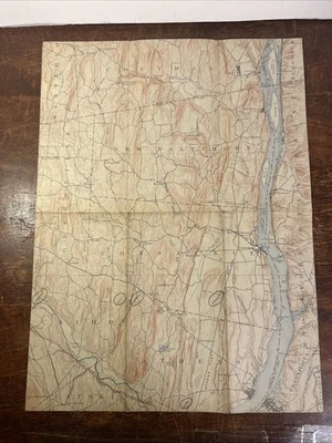 1913 Geological Survey Topographic Map New York Catskills Athens Coxsackie - Image 1 of 4