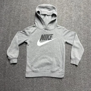 Nike Pullover Hoodie Youth Medium 5-6 yrs Gray Sweatshirt Kangaroo Pocket Logo - Picture 1 of 4