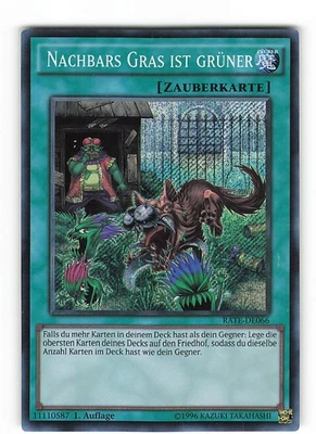 Yugioh NACHBARS GRAS IST GRÜNER , rate-de066 Secret Rare deutsch NM 1. Auflage - Bild 1 von 2