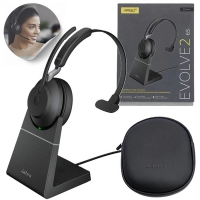 Jabra Evolve2 65 kabelloser Mono Kopfhörer, USB-A mit Ladestation - Bild 1 von 4