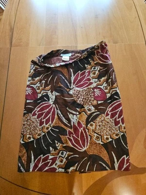 JAEGER Made in Great Britain 100% cotton multi-color MIDI Women Lined SKIRT 14 - Image 1 of 3