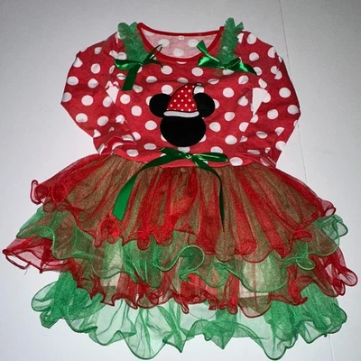 Vestido de Navidad MINNIE MOUSE Niñas Talla 5 POLKADOTS Manga Larga ROJO Foto 1 de 3