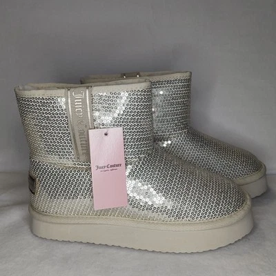 Juicy Couture GOLD SEQUIN SPARKLE Boots Women's Size 6.5M Faux Fur Lining - Image 1 of 4