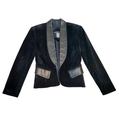Chaqueta Blazer Michael Hoban North Beach Negra Gamuza Cuero Talla 5/6 Elegante *Leer Foto 1 de 4