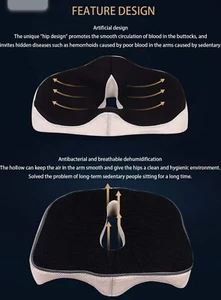 Allpha Orthopedic Seat Cushion with Memory Foam Lower Back Lumbar Tailbone(WH3) - Picture 1 of 8