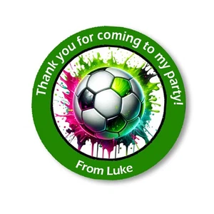 Personalised Football Birthday Stickers Party Thank You Sweet Cone 35 Stickers - Picture 1 of 9