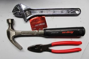 SNAP-ON TOOLS 12" Adjustable Wrench, Claw Hammer, Slip-Joint Pliers LOT 3pc SET - Picture 1 of 5