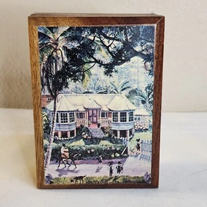 Vintage Annabella Wooden Trinket Box Artist Eve Foster Colorful Jamaica Scenery - Picture 1 of 12