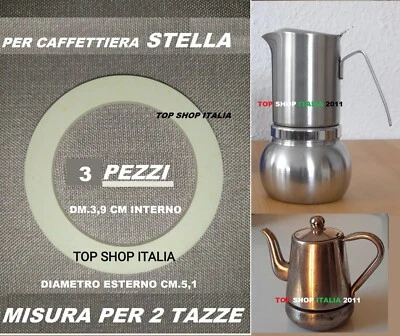 3 PEZZI RICAMBIO GUARNIZIONE 2 TAZZE PER CAFFETTIERA STELLA DM.5,1   2025 6 - Image 1 of 3