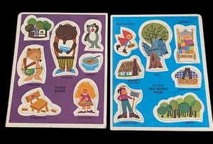 1972 Vtg Tray Puzzles Little Red Riding Good & Three Bears Western Publishing Co - Picture 1 of 24
