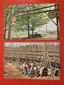 HURON INDIAN VILLAGE ~ MIDLAND ONTARIO  ~TWO VINTAGE UNUSED POSTCARDs CANADA - Picture 1 of 5
