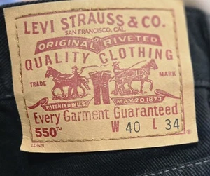 VIntage 2000 Levi's 550 Blank Tab Jeans 40x34 (38x33.5) Black Relaxed Fit Unworn - Picture 1 of 21