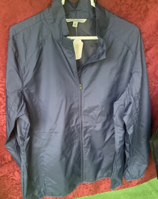 Port Authority 女士 xXL 海军蓝全拉链轻便雨衣 - 全新带标签 — 第 1/2 张图片