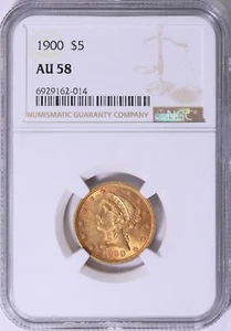 1900 LIBERTY HEAD HALF EAGLE $5 GOLD NGC AU58 - Picture 1 of 3