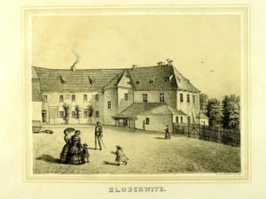 KLOSCHWITZ KNIGHT'S ESTATE WITH BORDER original tinted litho. Blue after Heise, Pönicke - Picture 1 of 4