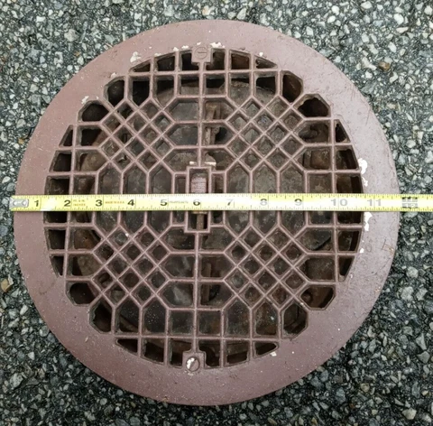 Antique 10" inner/12" outer Round Cast Iron Floor Grate Vent w/ Working Louvers Cover