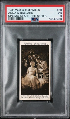 1931 Wills Tobacco Card #38 Anna and Ballard Cinema Stars PSA 3 - Image 1 of 2