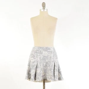 10 Crosby Derek Lam Skirt 10 Blue Tweed Flounced Mini Circle Skirt - Picture 1 of 4