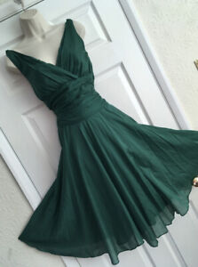 EXQUISITE MONSOON SIZE 10/12 BOTTLE GREEN FIT & FLARE 50’s STYLE OCCASION DRESS