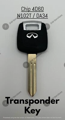 ¡NUEVO! Fabricante de equipos originales Infiniti G20 I30 I35 QX4 chip transpondedor 4d60 repuesto de llave de coche N102 Foto 1 de 3