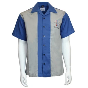David Carey Ford Mustang Logo Cars Club Hawaiian Bowling Button Down Shirt 48925 - Picture 1 of 3