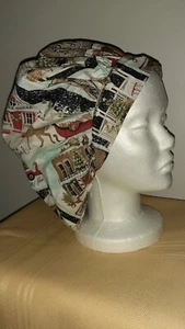 Christmas Scene Medical Surgical Bouffant Scrub Hat SIZE MEDIUM - Picture 1 of 2