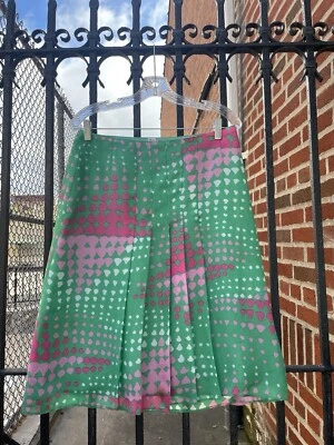 Falda Ligera Forrada Geo Plisada Mod Rosa Verde De Colección Hecha en Europa 44 M Foto 1 de 4