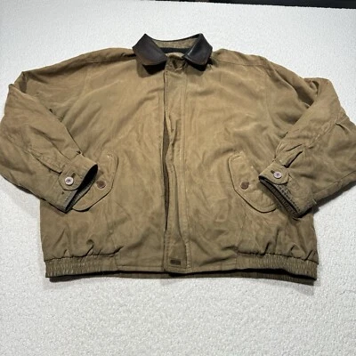 RFT Rainforest Mens Jacket Lined Leather Trim Pockets Zip Front Tan Coat Sz XXL - Image 1 of 4