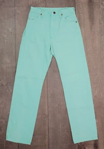 VTG Women's 80s 90s Aquamarine Blue Denim Wrangler Jeans Sz 28 1990s High Waist - Picture 1 of 14