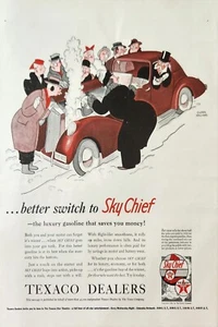 Texaco Dealers Sky Chief 1940 anuncio vintage gasolina de lujo que te ahorra dinero - Imagen 1 de 1