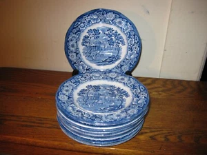 LIBERTY BLUE Historic Colonial Scenes MONTICELLO 6" Bread Plates SET OF 11 MINT - Picture 1 of 9