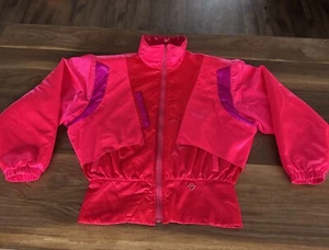 VTG Obermeyer Sport Pizzazz Neon Pink Red Colorblock Jacket Ski 80s Retro Siz 12 - Picture 1 of 24