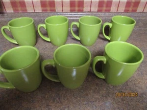 SET OF 7 CORELLE COORDIANTES 4" STONEWARE LIME GREEN MUGS VGUC - Picture 1 of 7