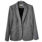 Calvin Klein Women Blazer 10 Houndstooth Plaid 1 Button Jacket Black Gray