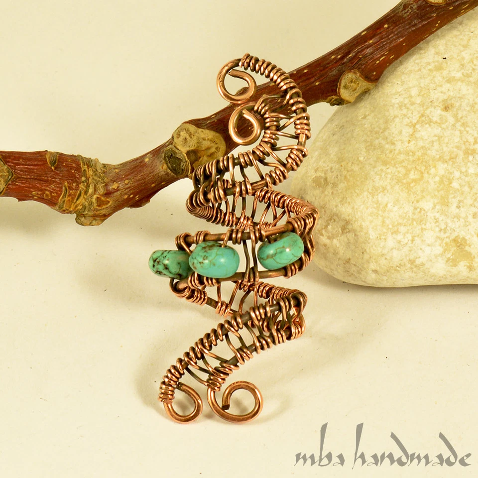 Espiral Cobre Turquesa Vikingo Cuentas Barba Rastas Accesorio para Cabello Foto 1 de 3