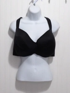 Cacique 50B Balconette Bra Smooth Lightly Lined Black Underwire Support - Picture 1 of 13