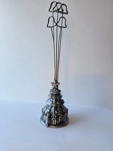 Christmas Tree Photo Holder Metal Decorated Tree with 5 Bell Shaped Holders New - Picture 1 of 7