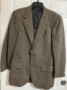 Brooks Brothers Feathertweed Wool Jacket Mens 41 Long Brown Blazer Two Button - Picture 1 of 10