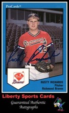1989 ProCards Rusty Richards #829 Authentic Autographed Card Richmond Braves