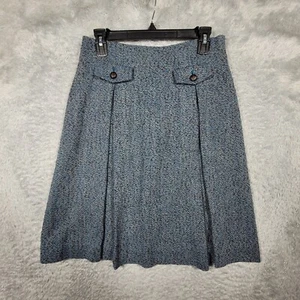 Kate Hill Skirt Womens 4 Gray Teal Weave Wool Blend Lined - Picture 1 of 8