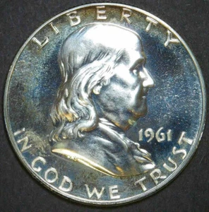 1961-P FRANKLIN SILVER 90% BU PROOF HALF #314 - Picture 1 of 2