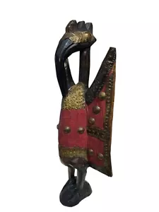 Authentic Ghana Handcrafted Senufo Hornbill Bird Sculpture 22" West African - Picture 1 of 12