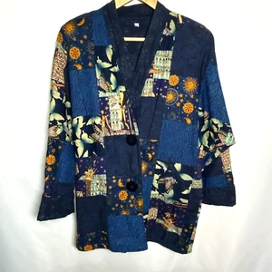 Bohemian Patchwork Cardigan Kimono Style Jacket Egyptian Celestial Handmade Sz S - Picture 1 of 11