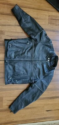 Motorcycle Hot Leathers Black Leather Jacket - Size 44 - see pics and descrip - Image 1 of 4