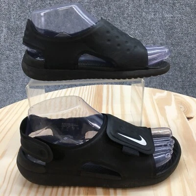 Nike Sandals Youth 3 Boys Sunray Adjust 5 V2 Backstrap Flats Black Fabric Casual - Image 1 of 4