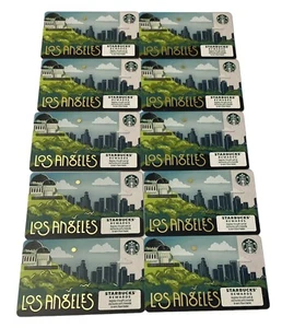 Set di 10 carte regalo Starbucks LOS ANGELES in plastica NUOVE E SCARICATE HTF NO RES!!!! - Foto 1 di 1