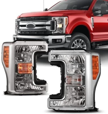 Chrome Headlights for 2017-2019 Ford F-250 F-350 F-450 F-550 Super Duty 1 Pair Foto 1 de 4